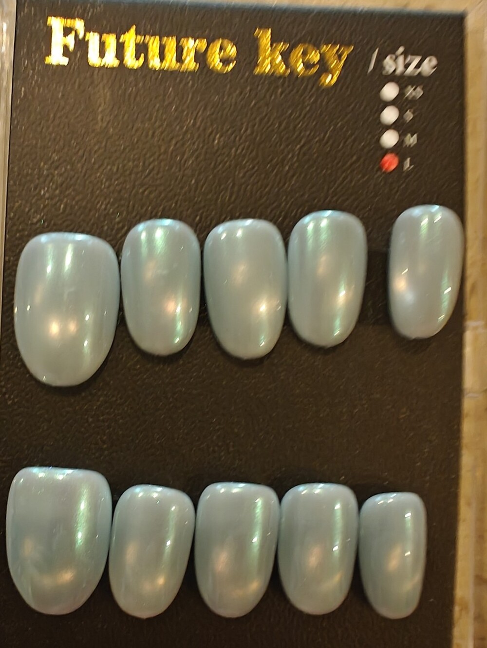 Blue Iridescent Press-On Nails - Set of 12